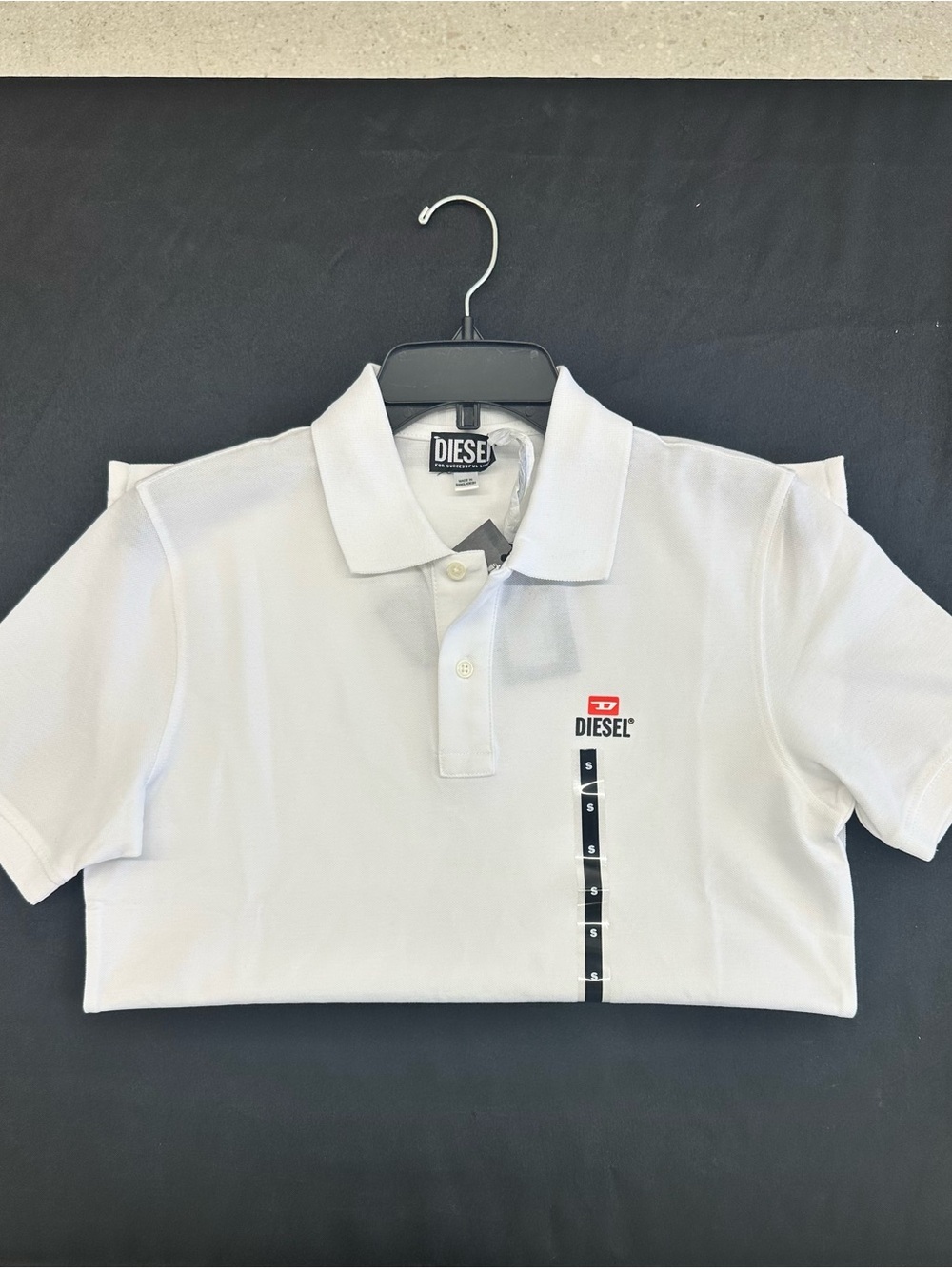 Men’s Diesel White Polo with Small Red Logo